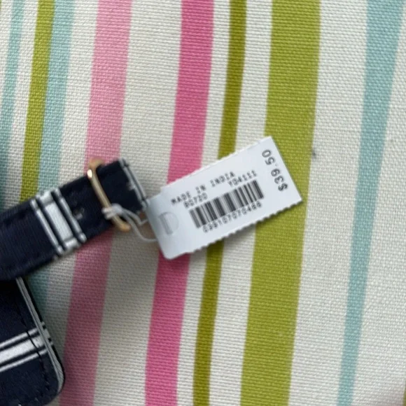 NWT J.Crew Navy and White Striped Luggage Tag - Picture 3 of 4